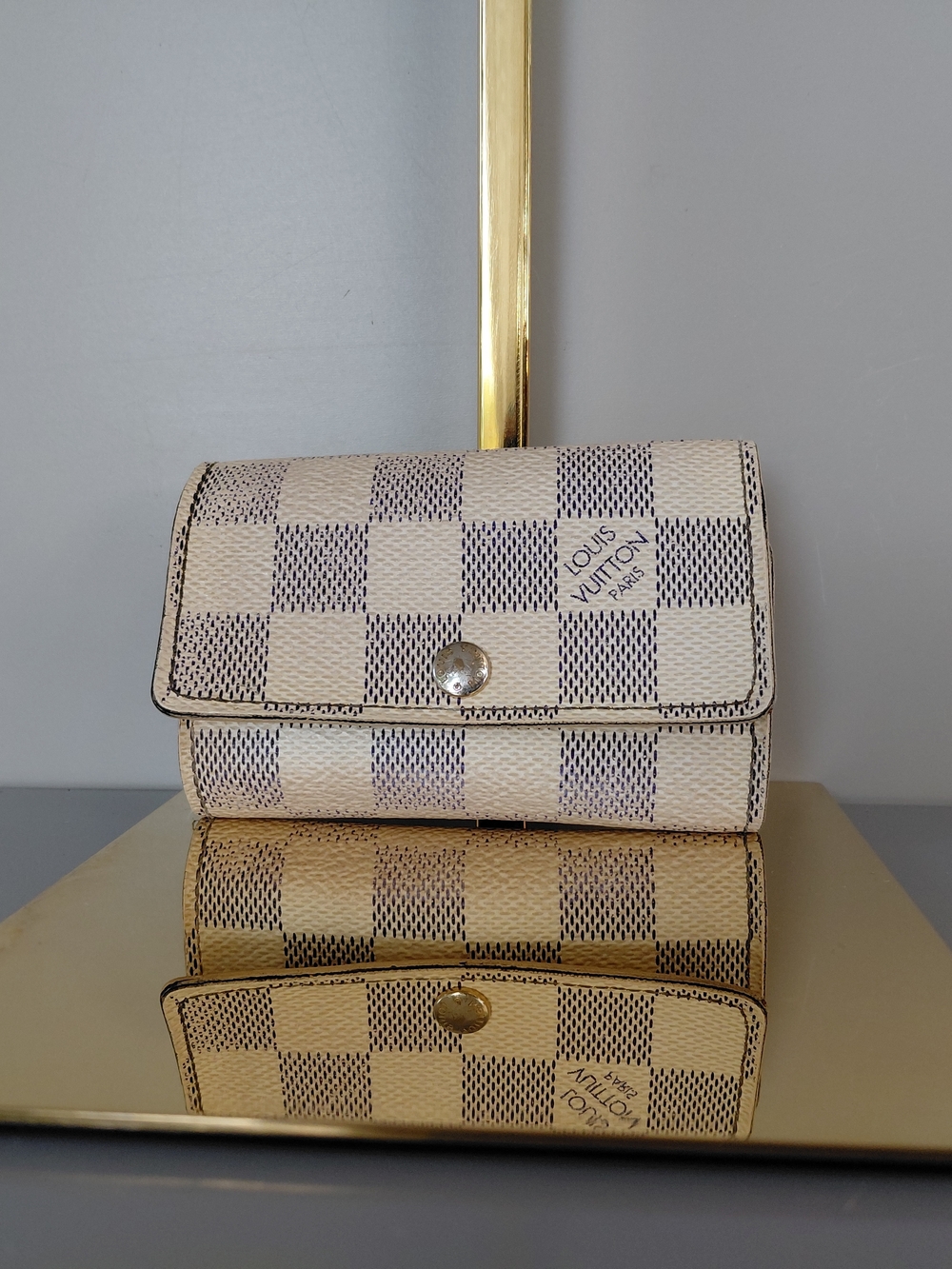 Louis Vuitton Damier Azur Compact Wallet - Cream & Gray